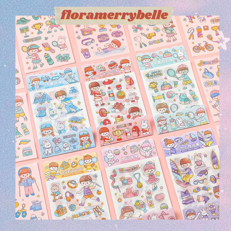 

[FMB.ID] (1 PCS) Stiker Cute Girl Kartun Sporty | Stiker DIY Diary Lucu Murah | Stiker PVC Waterproof (Anti Air)