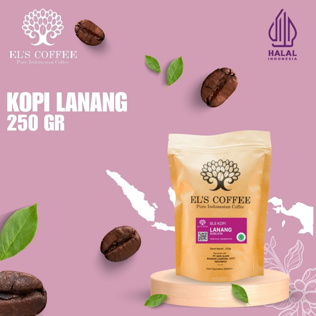 

El's Coffe Lanang Peaberry Kopi Robusta 250Gr BijiKopi/Kopi Bubuk Robusta Lanang PureCoffeeIndonesia