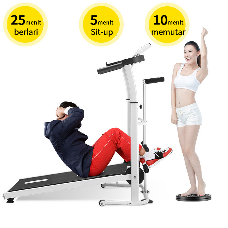 Treadmill Manual Multifungsi Murah - Lari, Memutar, Sit-Up, dan Latihan Tali - Treadmill Portable/Gym SP79S