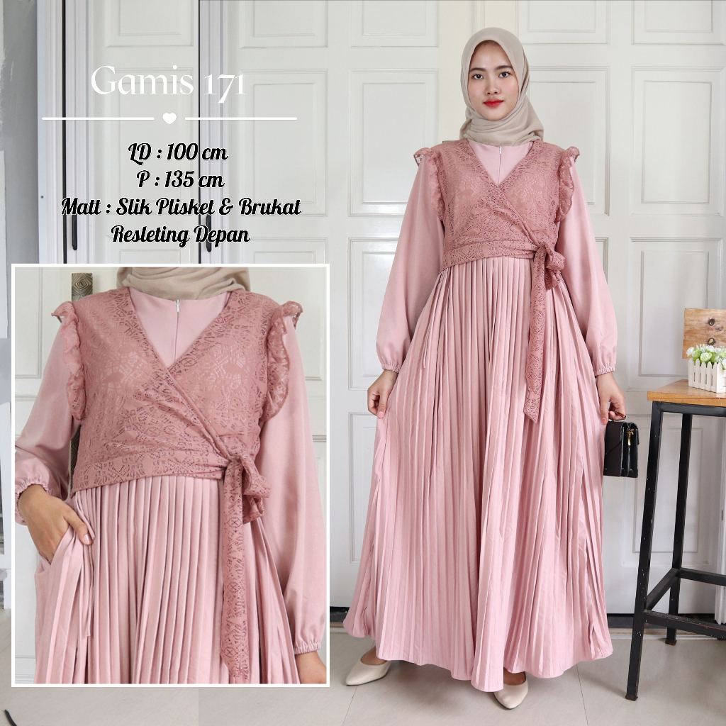 IZANY Gamis kondangan / Dress Pesta Brukat Kode 171