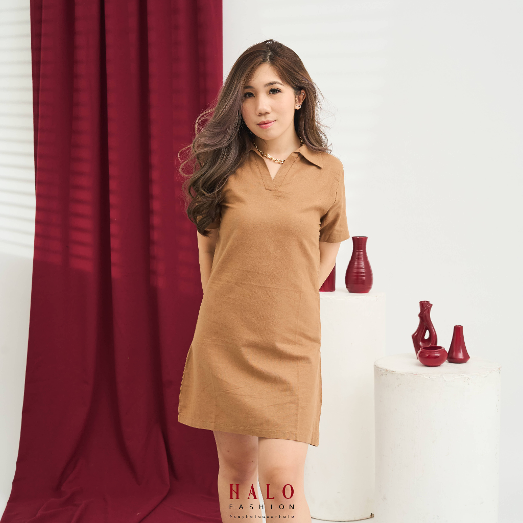 [HaloFashion] Xaviera Sexy Polo Dress Mini Dress Korean Fashion (NON STRETCH)