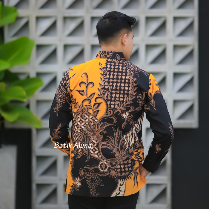 Batik  Pria Lengan Panjang Premium Baju Kemeja Cowok Terbaru Pakaian Busana Laki Laki Batik Aluna PCW 105