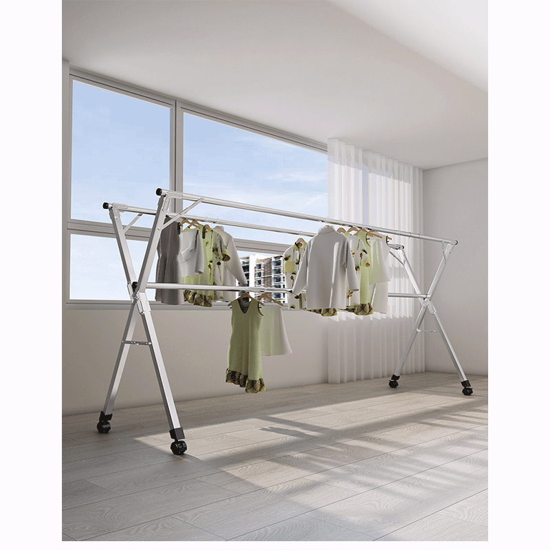 (COD) Jemuran Baju Lipat Stainless Steel Rak pakaian dengan katrol Kuat Tempat Jemuran Baju Portable Stainles Gantungan Baju