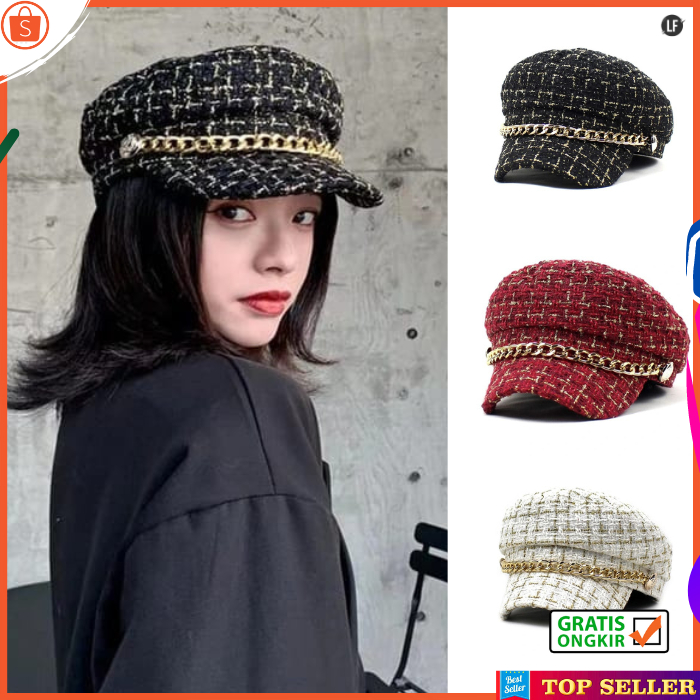 Topi Wanita Baret Fashion Korea Hajatan Pesta Beret Retro Visor Cap Perempuan Paris Model Terbaru Artis Hits G4