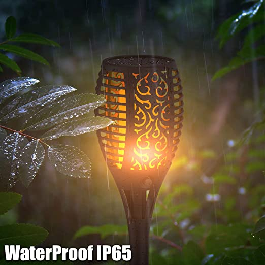 Lampu Taman Solar Api LED Dengan Desain Torch Light Berkedip Lampu Jalan Rumput Luar Ruangan untuk Teras Taman / Outdoor Solar Torch Flame Light