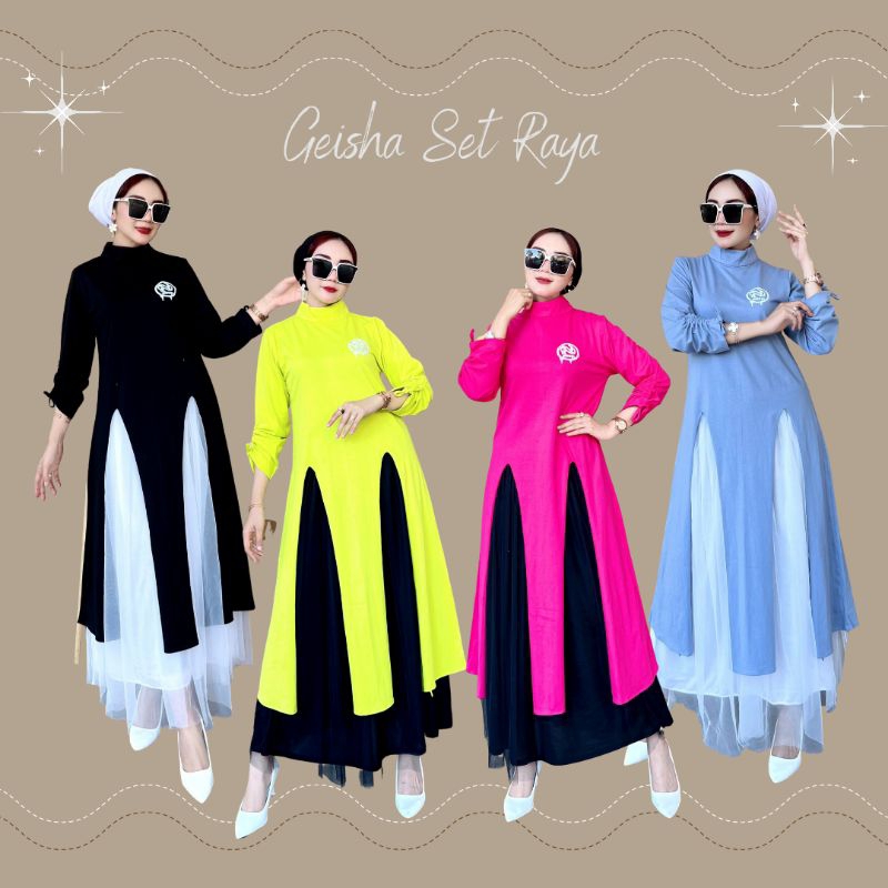 Nudii Geisha Set Raya / Tunik Midi Set Rok Tutu