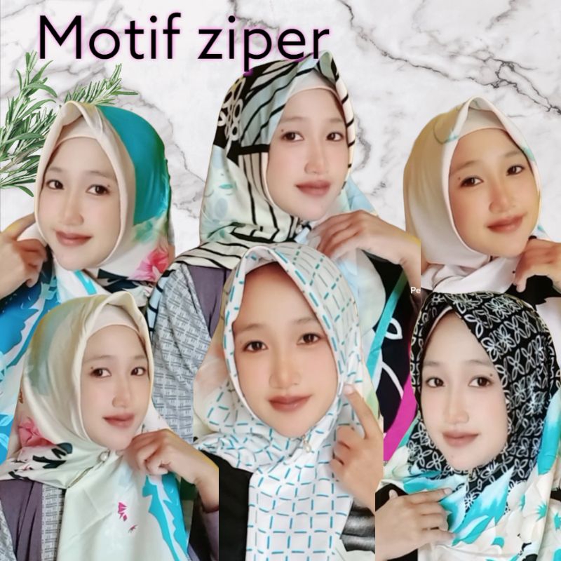 hijab ziper resleting/ hijab instan/hijab segiempat 4 pcs