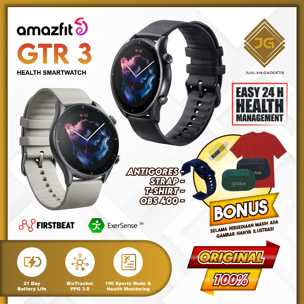 Amazfit GTR 3 Smartwatch SpO2 AMOLED Display Garansi Resmi