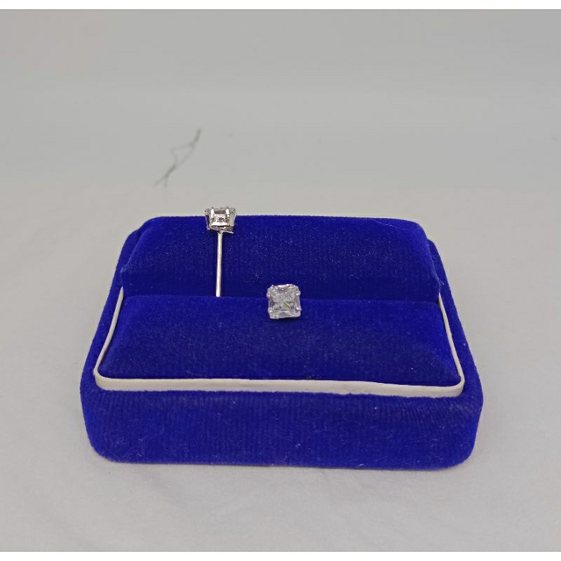 giwang solitaire mp kotak/perak asli silver 925 lapis emas/perhiasan fashion wanita terbaru