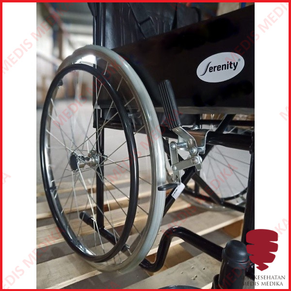 GOJEK ONLY Kursi Roda Standard Serenity SR809PC Black Steel Alat Bantu Jalan Rumah Sakit Pasien Wheel Chair Standar SR 809 PC