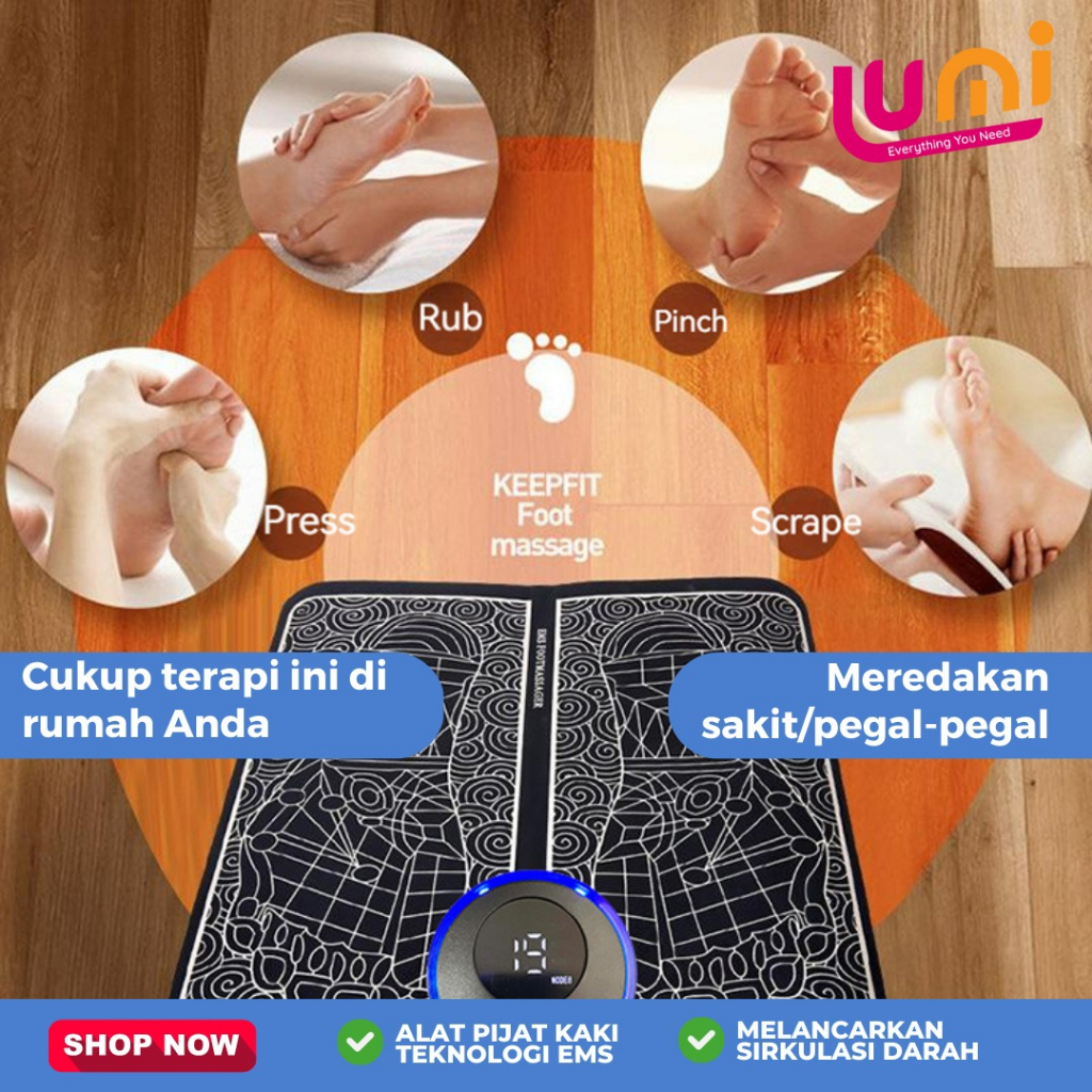 Alat Pemijat Portable Elektrik EMS Foot Massager Kaki Karpet Tikar Pijat Akupuntur Pengisian Meningkatkan Sirkulasi Darah Mengalirkan Listrik Terapi