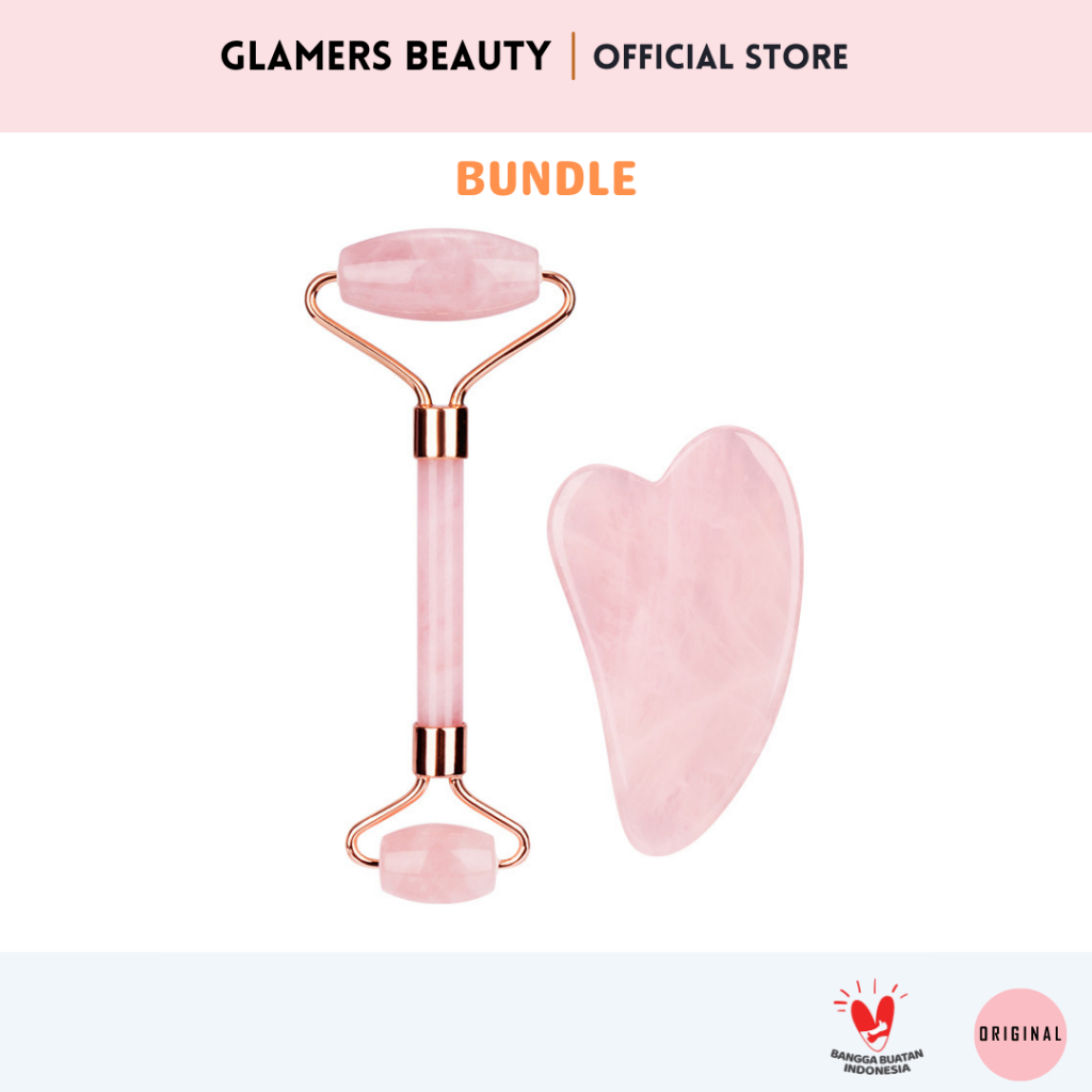 Glamers Beauty - Jade Roller Plus Guasha - Rose Quartz Guasha and Face Roller BUNDLING