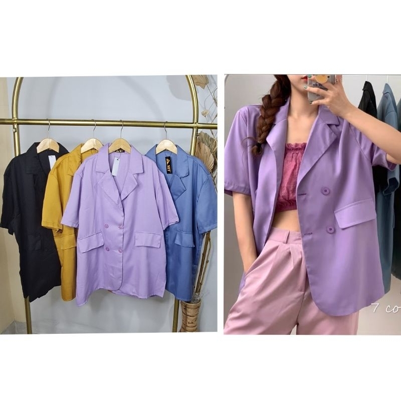 Blazer kasual blazer outer wanita korea lengan pendek korean style