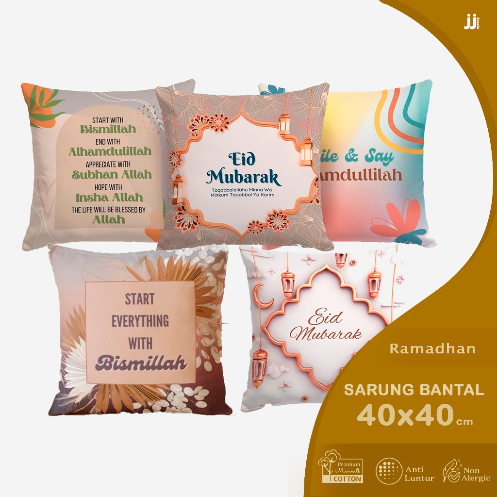 SARUNG BANTAL SOFA PRINT EDISI 40X40 CM MOTIF RELIGI MUSLIM RAMADAN RAMADHAN QUOTE IDUL FITRI EID MUBARAK  COVER