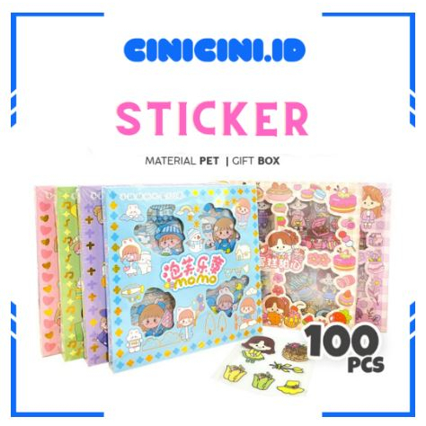 [ Cinicini ] Stiker 2D Sticker botol minum 2D plastik anti air/Buku Diary Stiker Motif/Stiker Anti Air