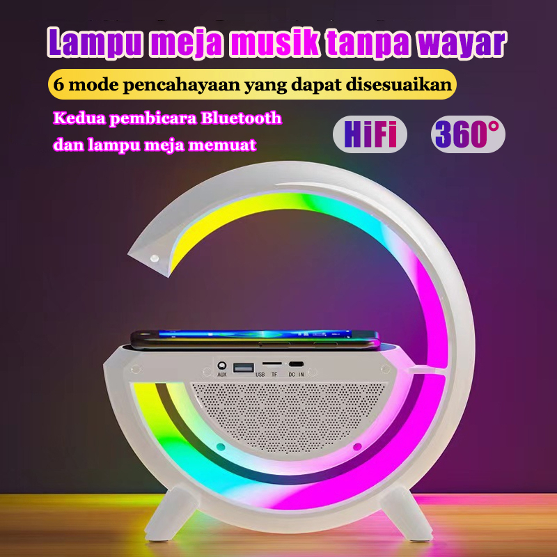 【COD】3 in 1 Multifunksional Ambient light 15w Wireless Charger Bluetooth Speaker Smart Home Atmospheric Lamp LED light Multifunct RGB Night Light Desk Lamp