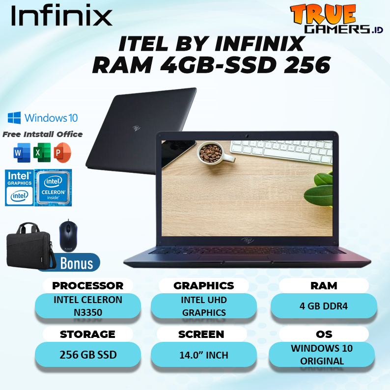 Laptop Itel Infinix CELERON 4GB 256SSD WIN 14.0