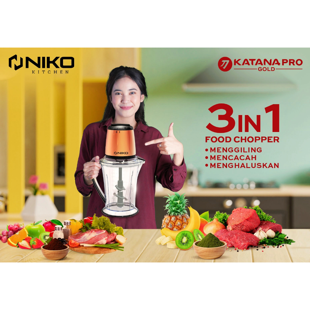 Food Processor Niko Katana Pro Gold 2 Liter Pencacah Daging
