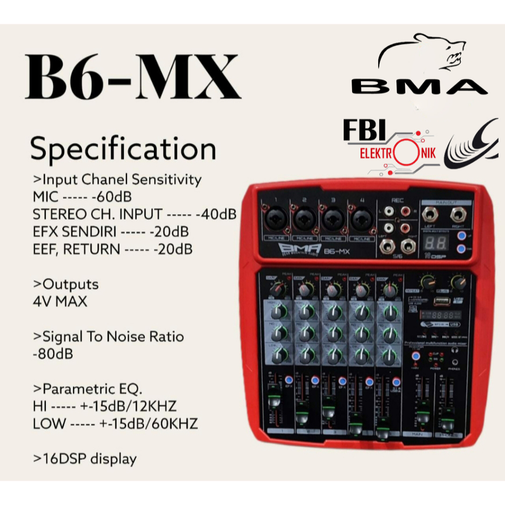 MINI MIXER BMA B6 MX / MIXER 6 CHANNEL