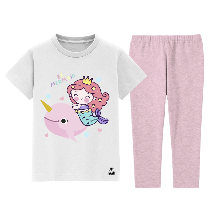 Naked &amp; Free Piyama Pendek Anak Mermaid Series BeMermaid Usia 2-8 Tahun Bahan Katun Combed 30s