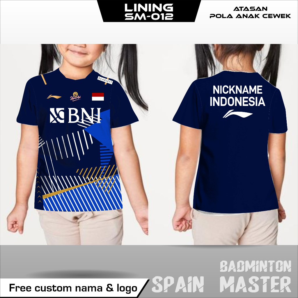 Jersey badminton anak perempuan ln baju bulu tangkis gregoria mariska kaos bulutangkis