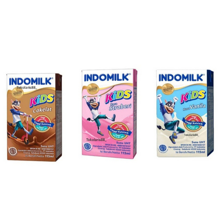 

INDOMILK KIDS Susu UHT Rasa Stroberi Vanila Cokelat (115ml X 40) - 1 DUS - EOOLA