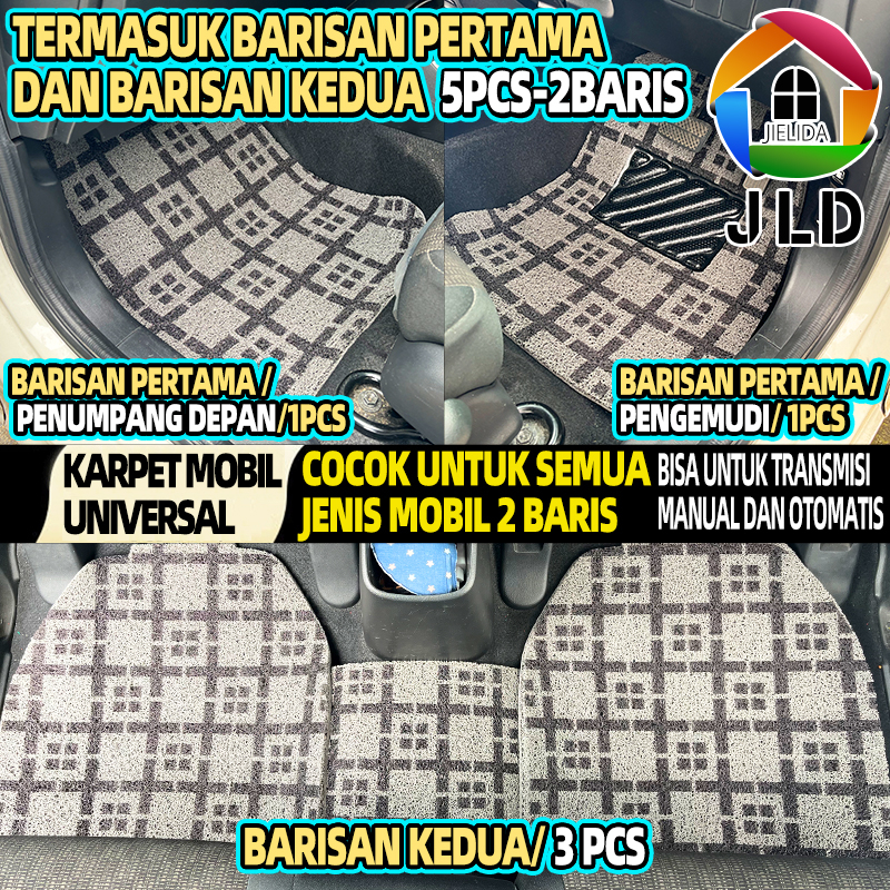 JieLiDa Karpet Mobil Universal 5 pcs 2 Baris Universal Car Mats Karpet Pvc Mie Bihun 16MM Printing