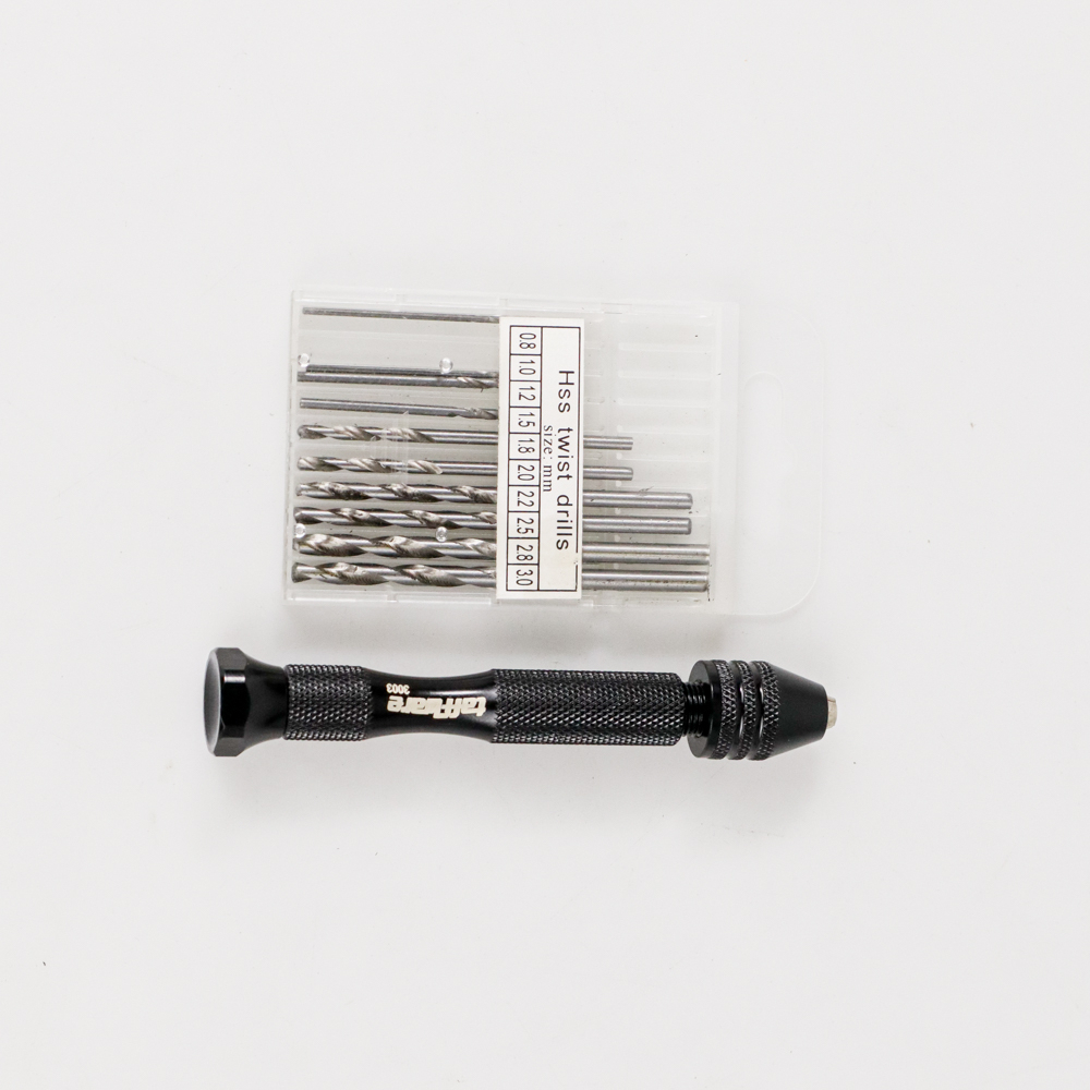 Bor Tangan Manual HSS Twist Drills dengan 10 Mata Bor - Black