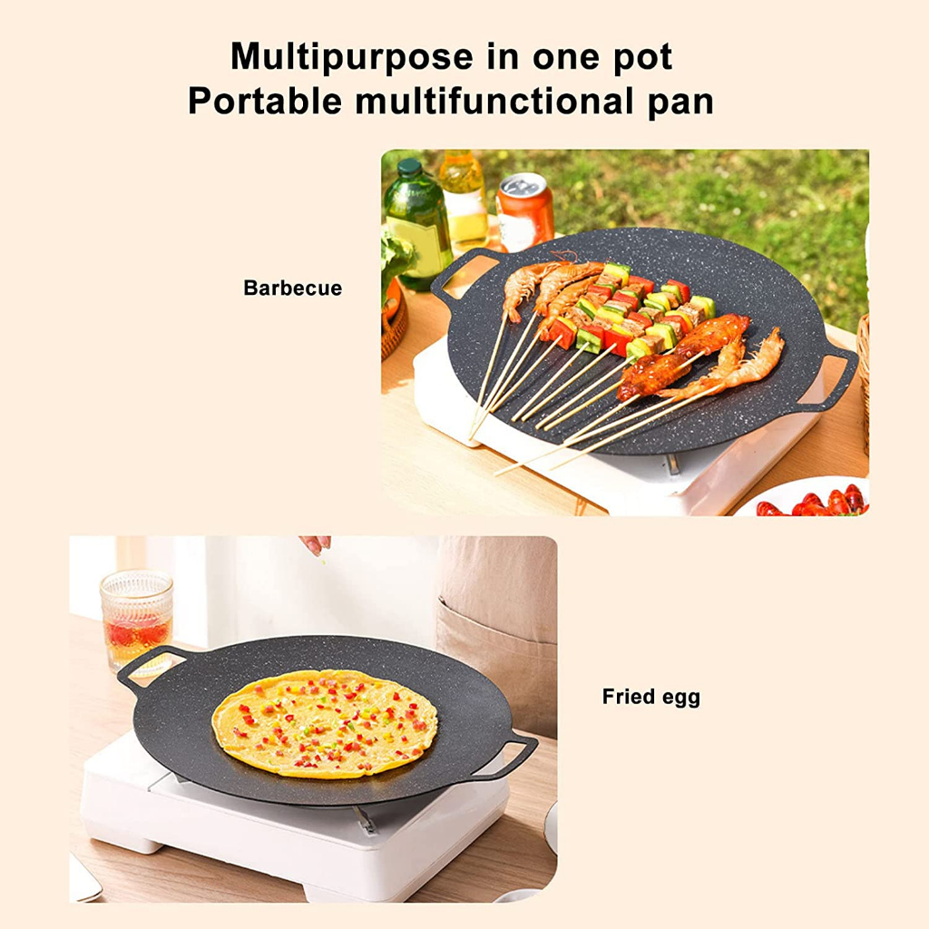 Wajan Panggangan Grill Pan Korea Datar Anti Lengket Ukuran 34cm Korea Marble Non Stick Multi GUna