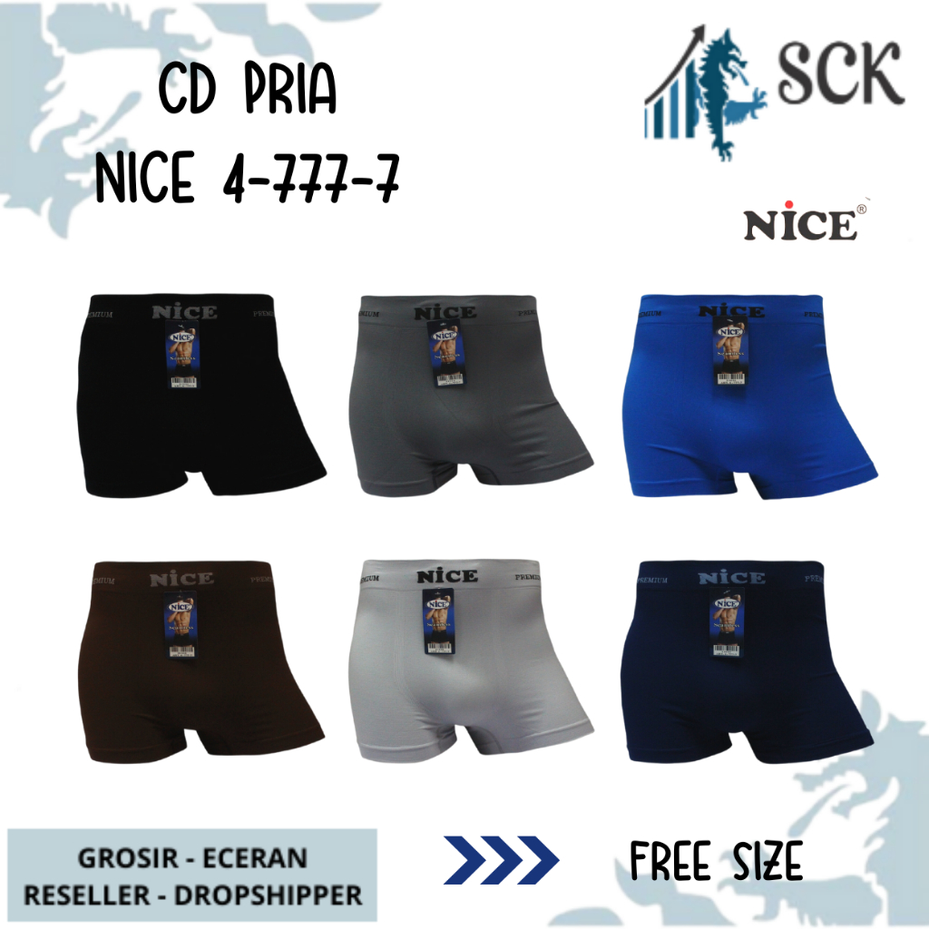 CD Pria NICE 4777-7 Model BOXER Bahan Katun Premium / Celana Dalam Pria Boxer model Sporty katun SIZE M L XL - sckmenwear GROSIR