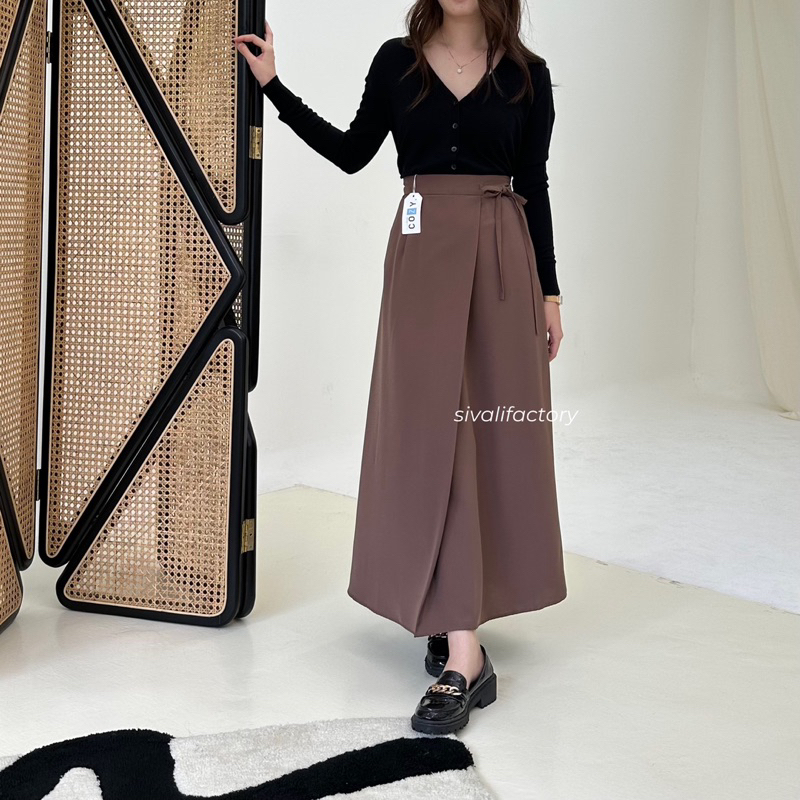 SIVALI Odila Skirt 803/804 - Polyester Skirt Anti Kusut - Midi Maxi Korean Loose Skirt - Rok Wanita