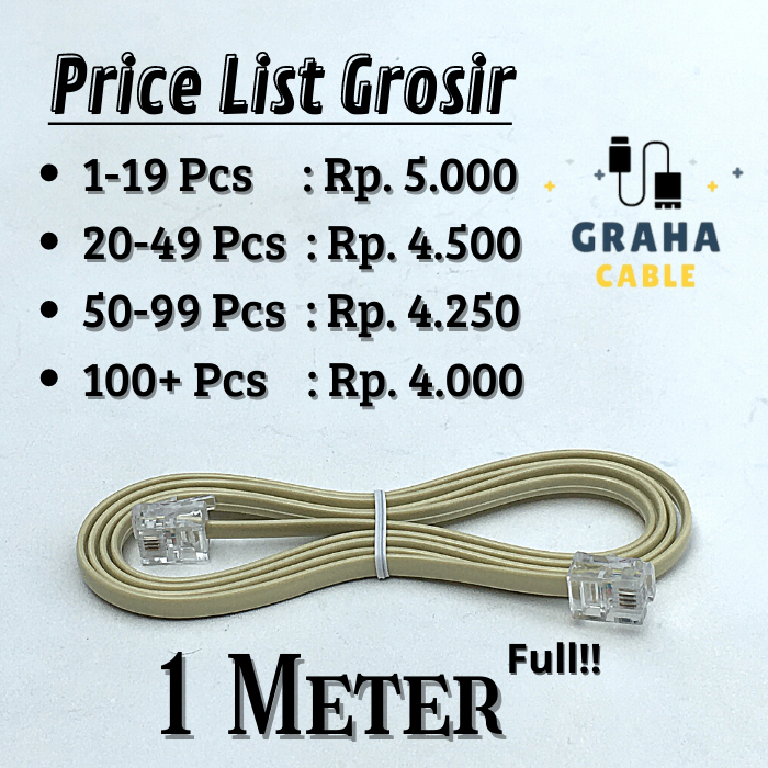 Kabel Telpon - LINE Telepon + Pin RJ11 1Meter