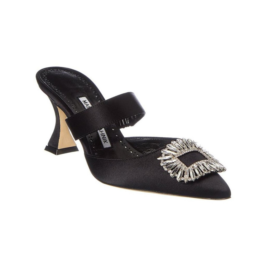 Ma no lo Blah nik Scapetamu 70 Mules Heels Crystal Embellished Black