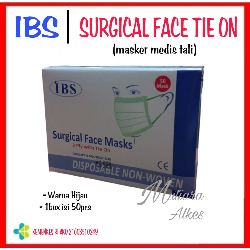 IBS Masker Tali /Surgical Mask Tie On / Masker Medis Tali / Masker Tali 3ply IBS