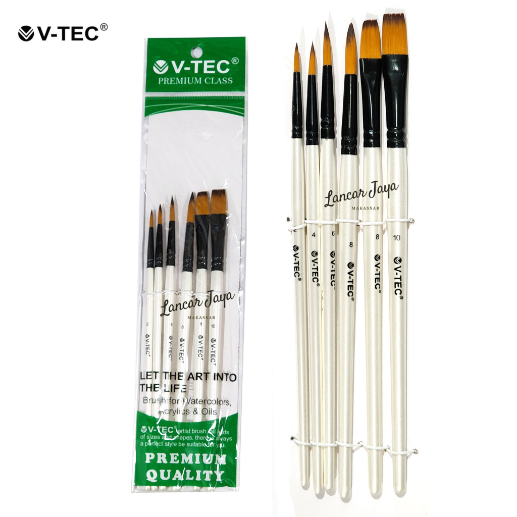 

Kuas Cat Air / Minyak / Acrylic Brush Set V-TEC A0411/6