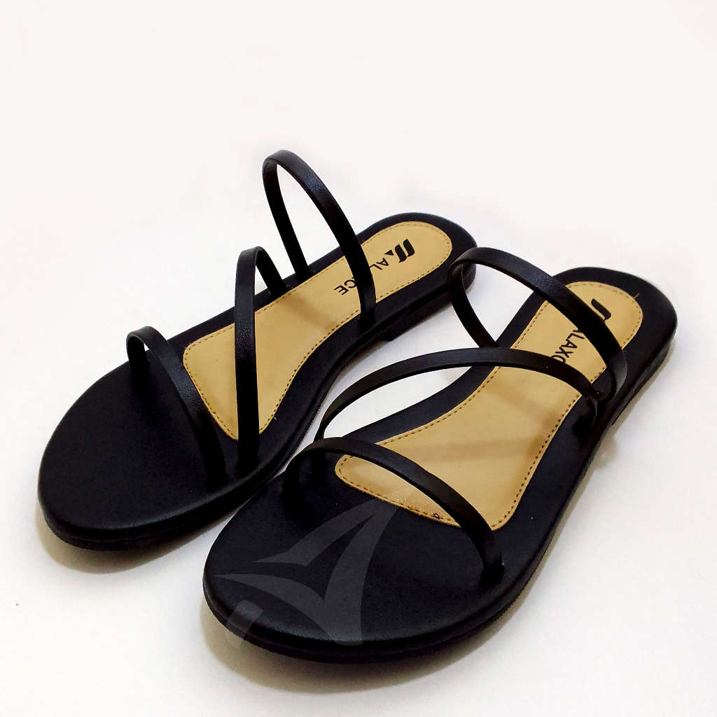 sandal wanita teplek flat Motif tali silang