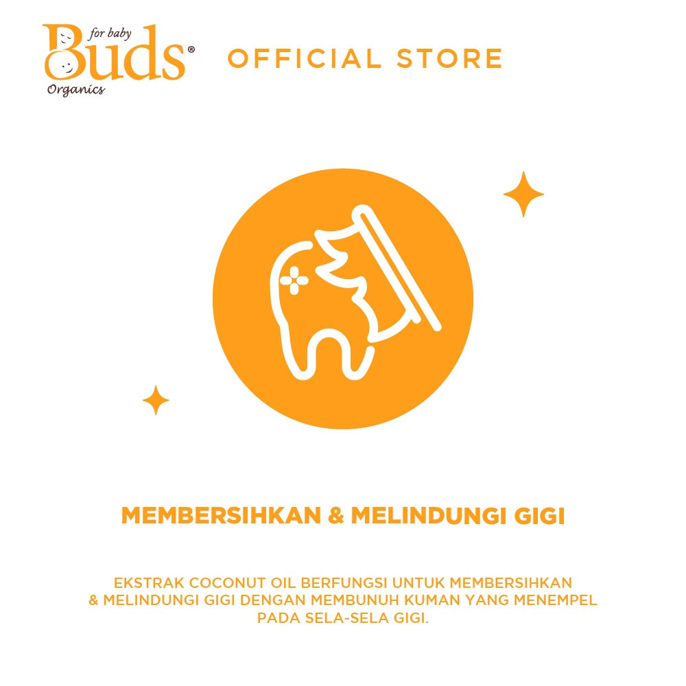 Buds Organics Toothpaste With Fluoride 3-12 Thn - Pasta Gigi Odol Bayi dan Anak Aman Bisa Ditelan