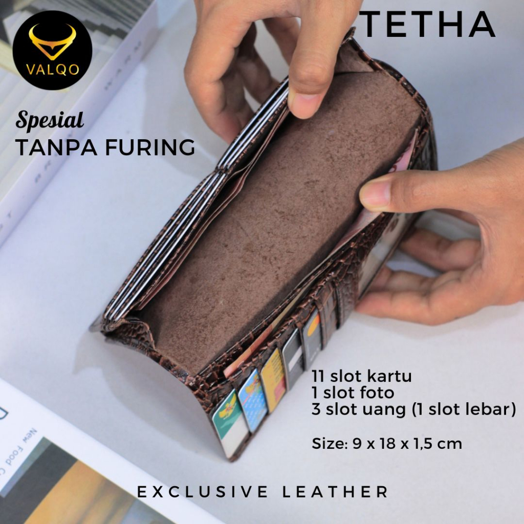 [VALQO] TETHA BY Spesial Full kulit sapi Motif Buaya Tanpa Furing Pria Wanita