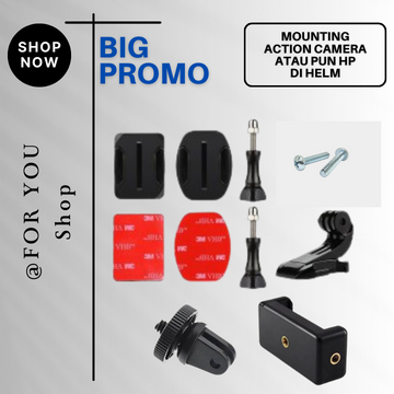Motovlog Helmet Mounting Hp Chin Mount Helm Bike Half Face FullFace Vlog Dengan Handphone Dan Action