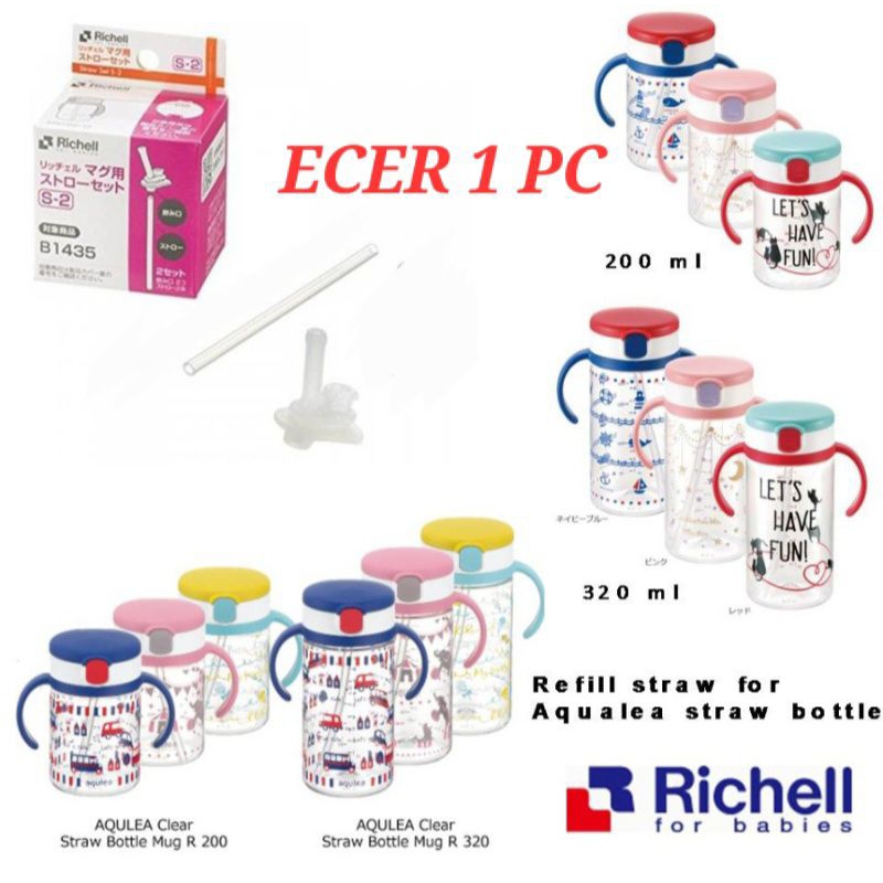 Ecer 1 pc Richell Straw Replacement S2 Untuk Aqualea Straw S-2  Sedotan Richell S2