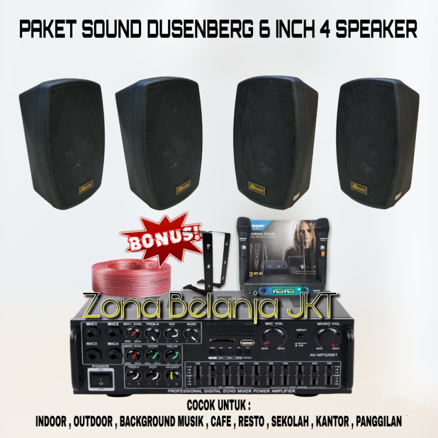 PAKET SOUND CAFE AULA KANTORAN DUSENBERG 6.5 INCH 4 SPEAKER ( SET 3 )