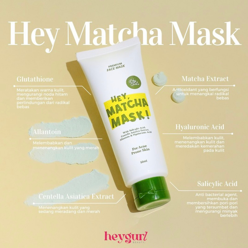 [ READY STOCK ] HEY DELIMA MASK &amp; MATCHA MASK BY HEYGURL | CLAY MASK HEYGURL