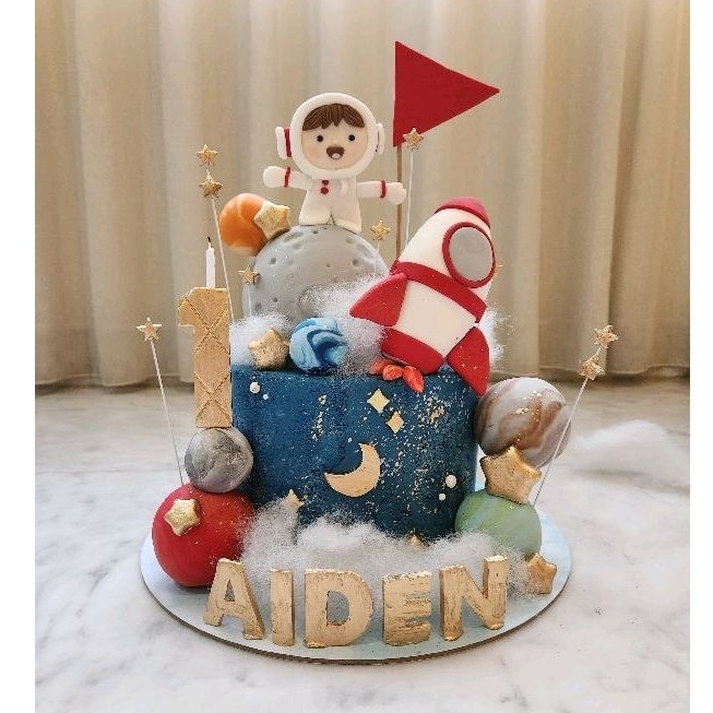 Birthday Cake ultah anak dummy tema Astronout 18cm