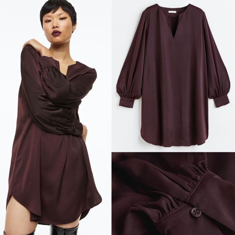 Hm satin Vneck dress