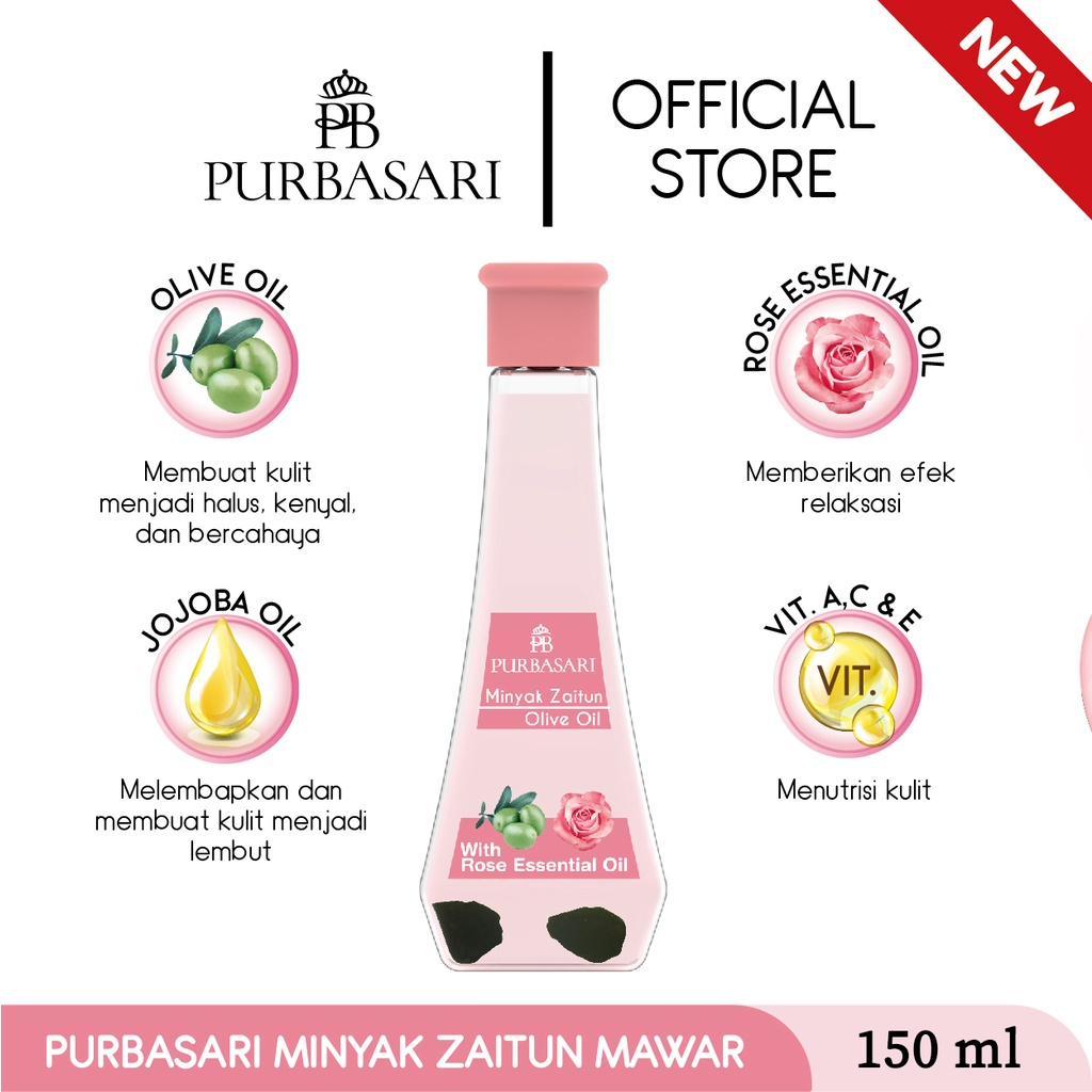 Purbasari Minyak Zaitun / Minyak Pijat refleksi / Body oil - Melembabkan kulit kering - Menutrisi dan menghaluskan rambut