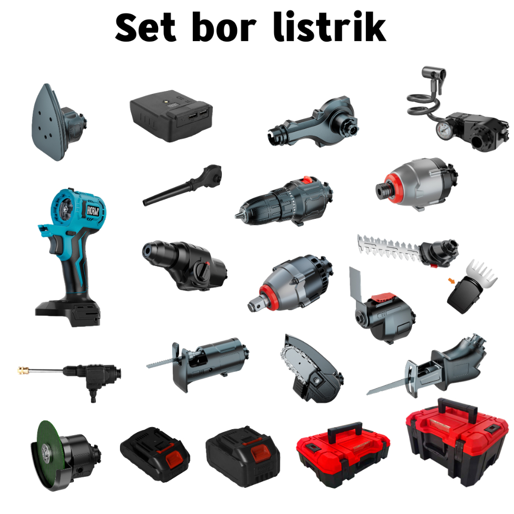 New Set perkakas listrik Set perkakas listrik Obeng listrik Gergaji mesin Pistol air Mesin poles