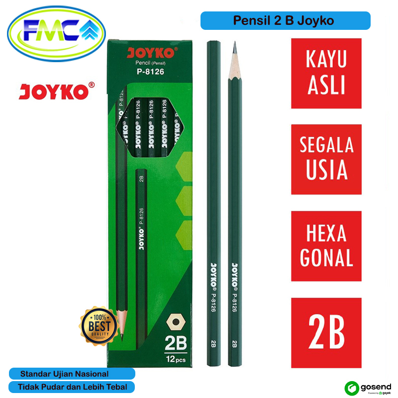 Pensil 2B Joyko Pencil Alat Tulis Ujian Nasional Negara Pensil Kayu Komputer Kaligrafi Sketsa Hexagonal Original