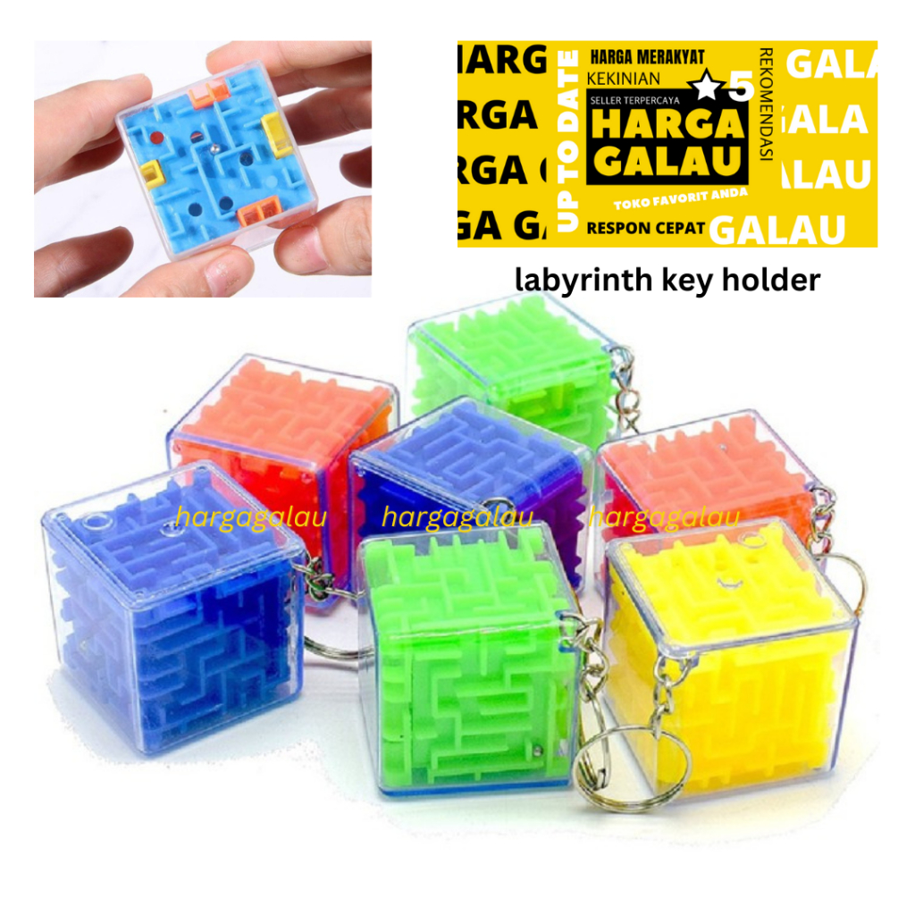 labyrinth key holder 3cm 1pcs / Gantungan Kunci Labirin Mini / Mainan Teman Waktu Gabut Keychain Maze Cube Toys