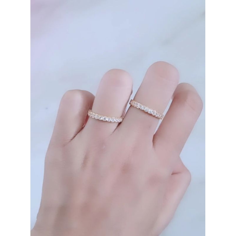 cincin listring mp 1 baris tanam / cincin perak asli silver 925 lapis emas/ cincin fashion terbaru