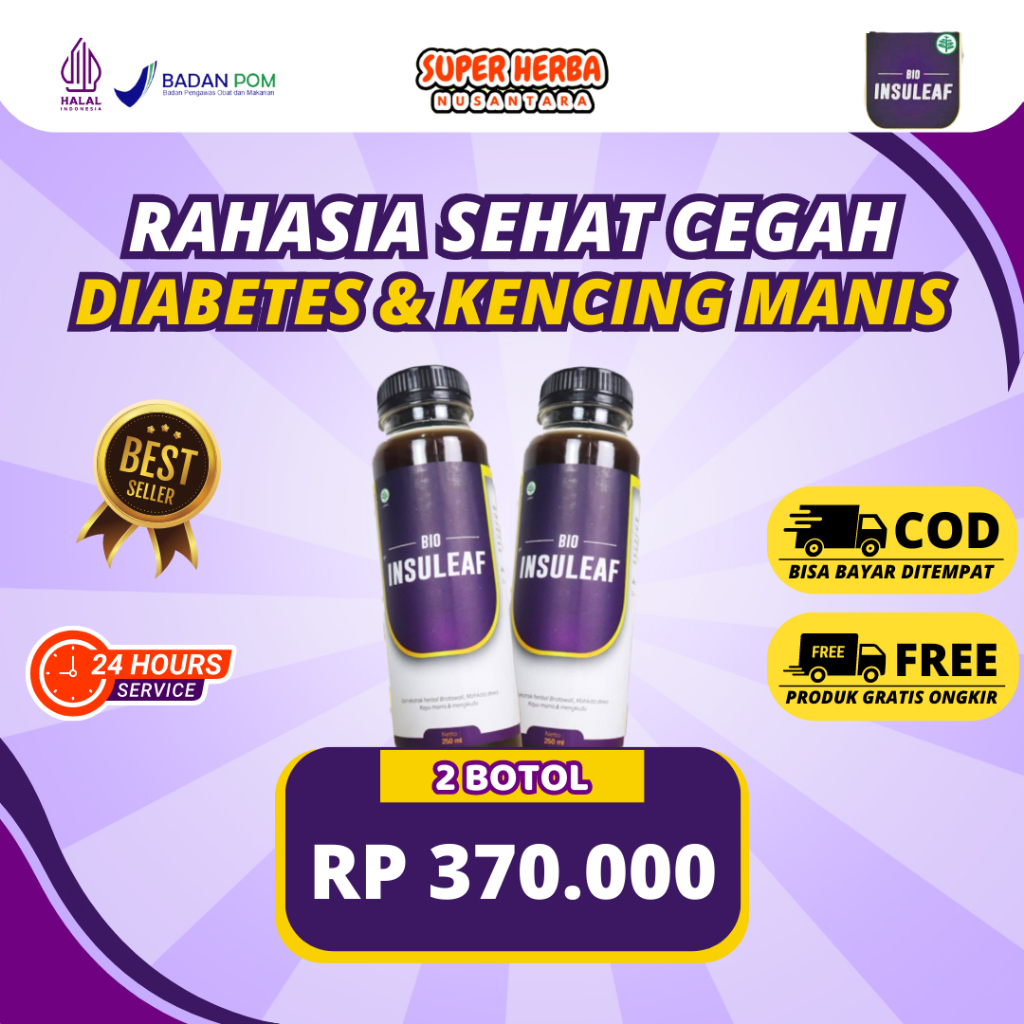 

[PAKET 2 BOTOL] | Bio Insuleaf | Minuman Herbal Alami Atasi Diabetes Kencing Manis Turunkan Kolesterol dan Gula Darah